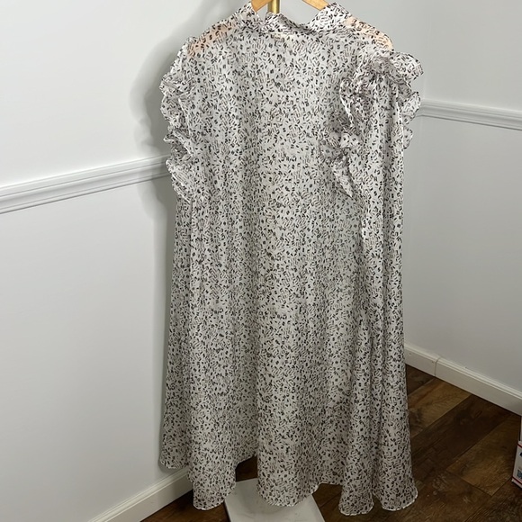 Anthropologie Maeve cheetah tie ruffle sleeve duster kimono one size - Picture 5 of 10